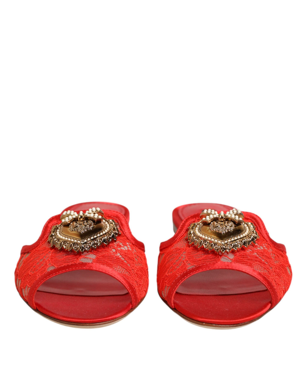 Red Devotion Lace Flats Slip On Sandals Shoes