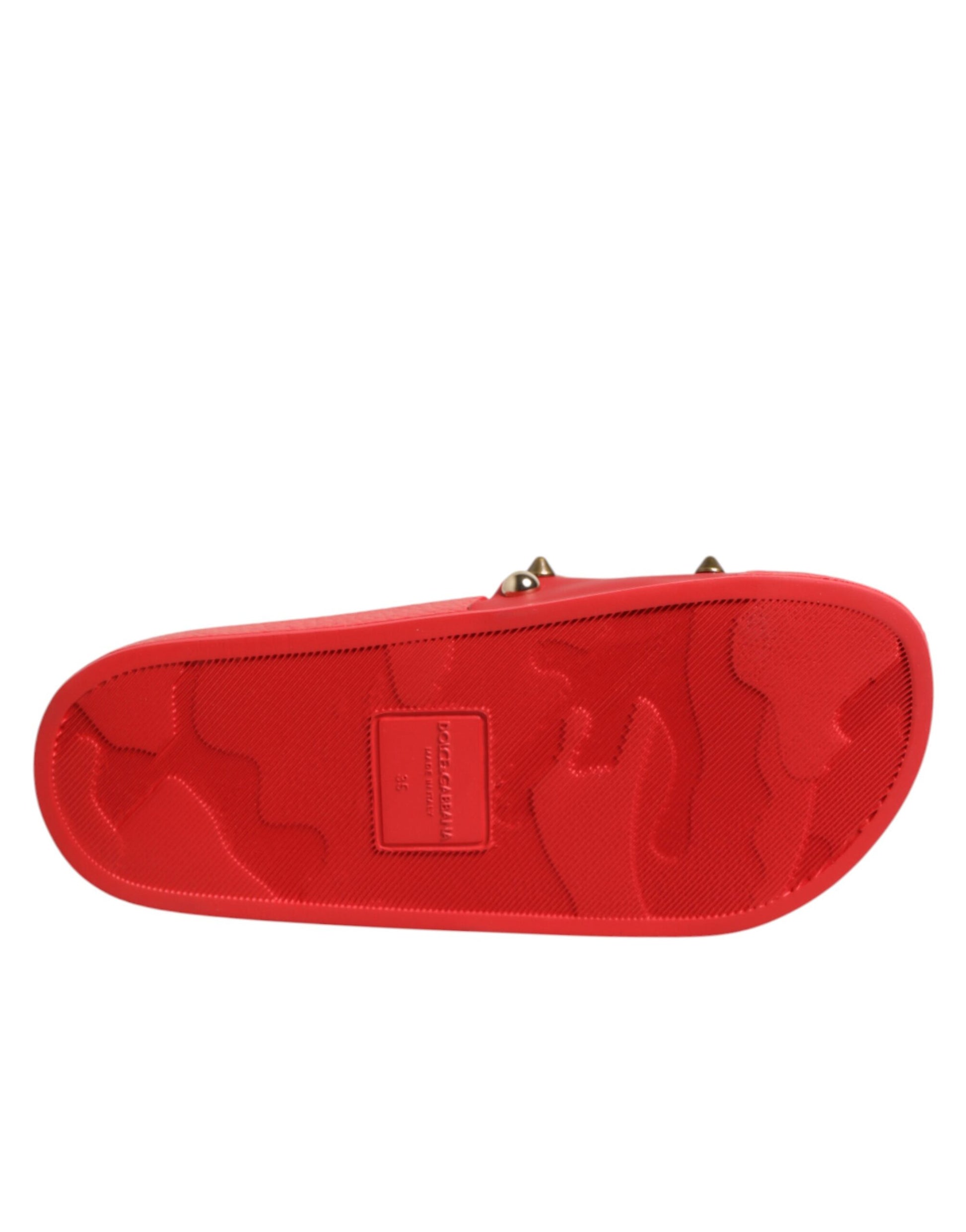 Red Sacred Heart Stud Slides Beachwear Shoes