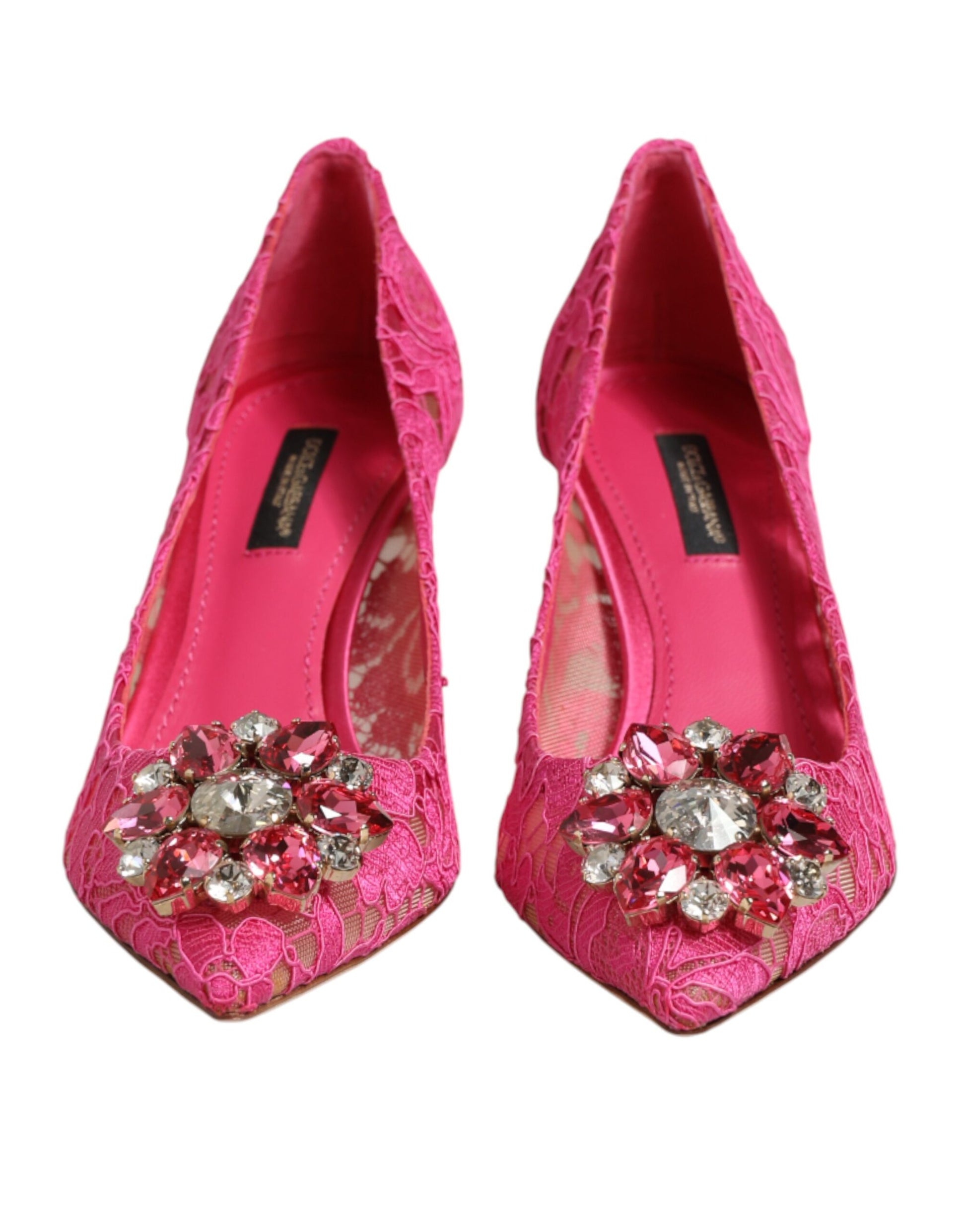Pink Taormina Lace Crystal Heels Pumps Shoes