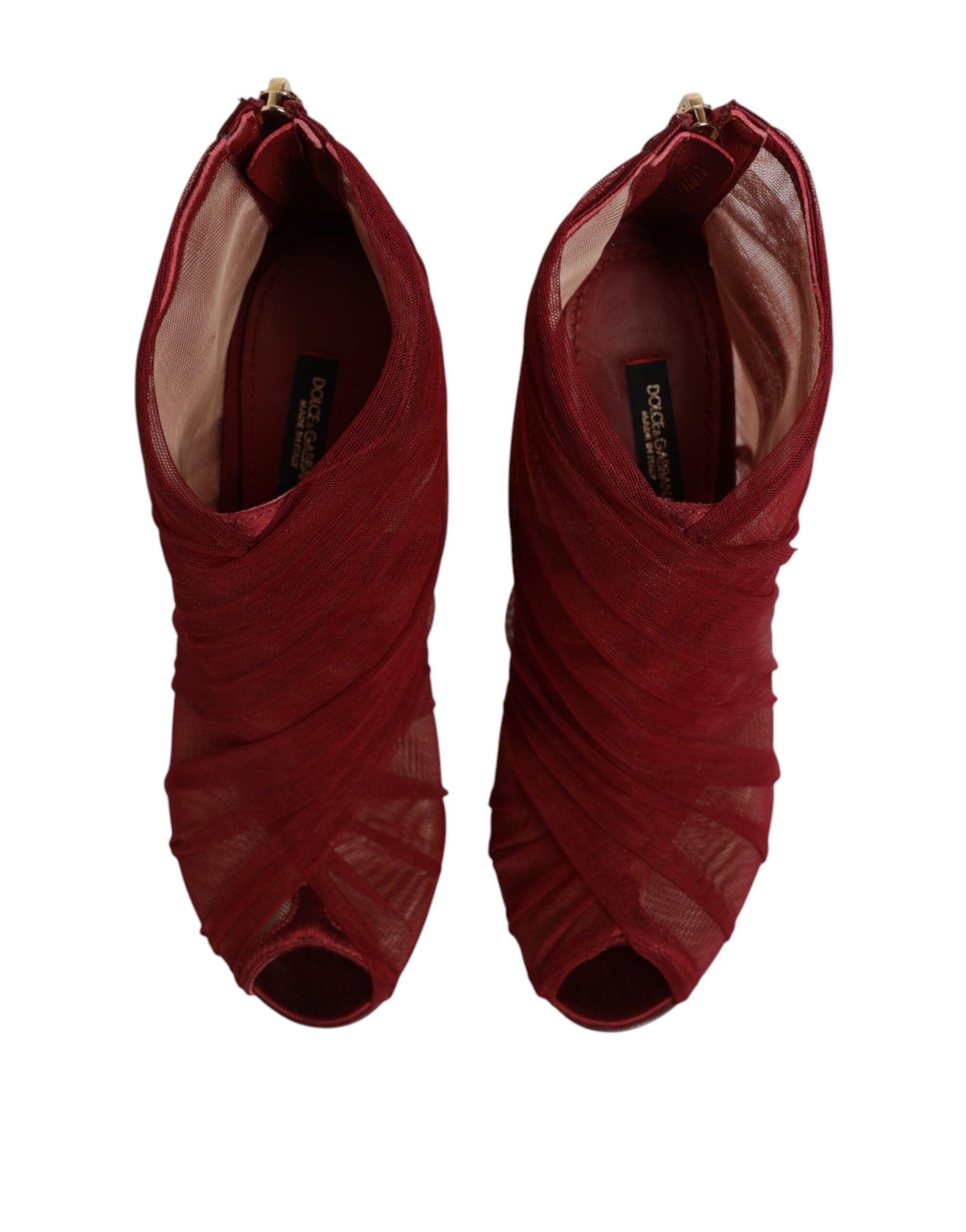 Red Tulle Ankle Boots Stiletto Heels Shoes