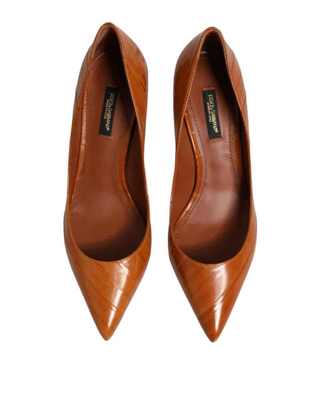 Brown Leather Kitten Heels Pumps Shoes