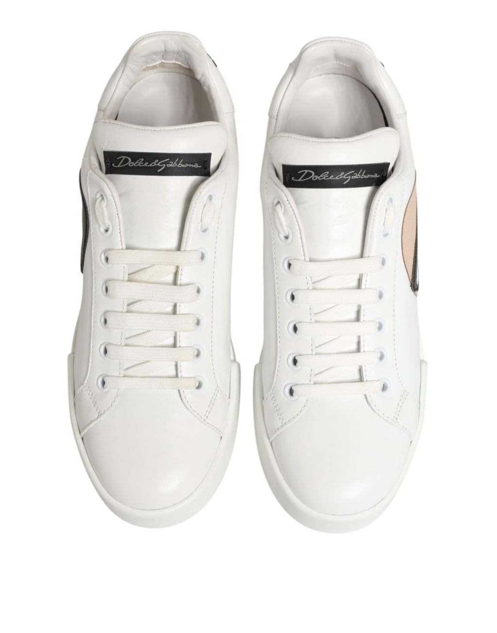 White Leather #DGFamily Casual Sneakers Shoes