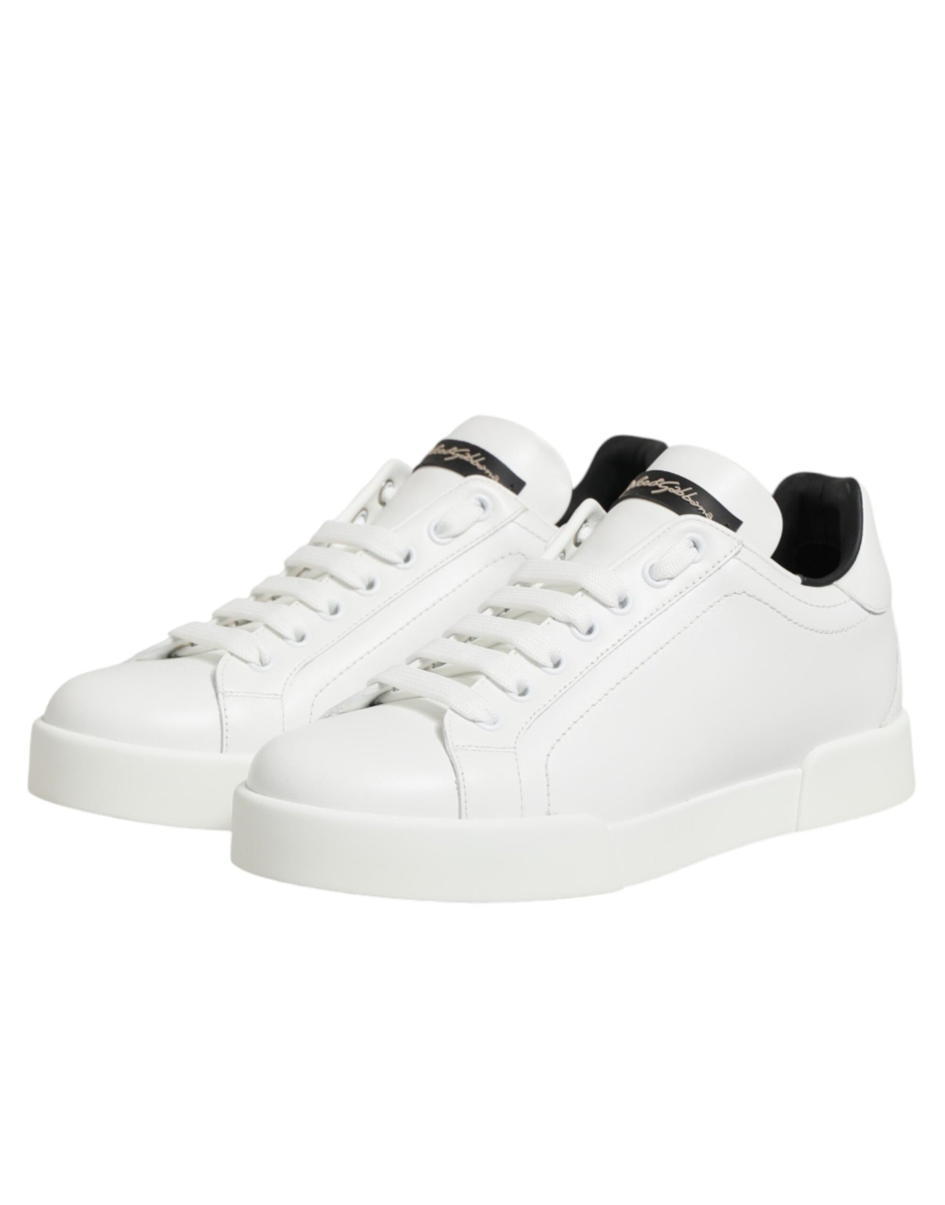 White Leather Lace Up Low Top Sneakers Shoes