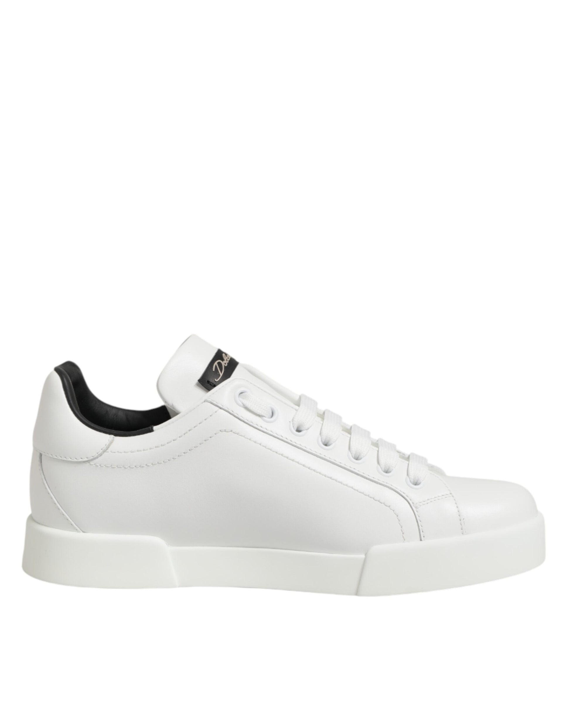 White Leather Lace Up Low Top Sneakers Shoes