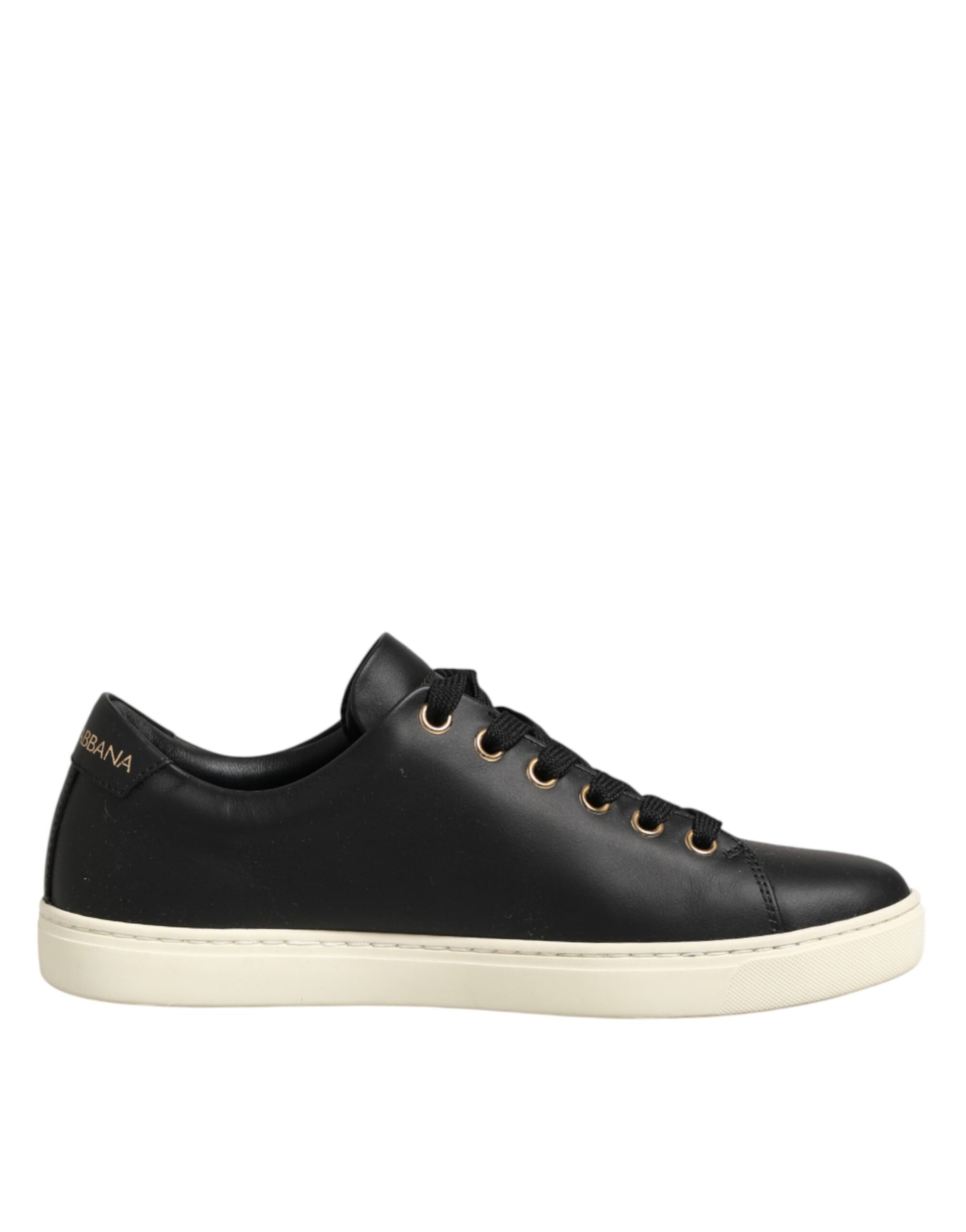 Black Leather Sacred Heart Sneakers Shoes