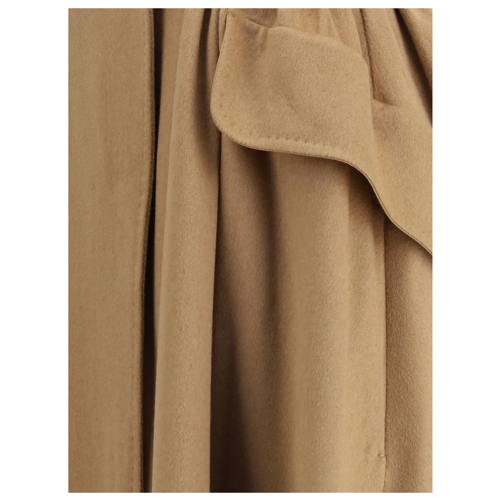 Beige Camel Hair  Midi Skirt