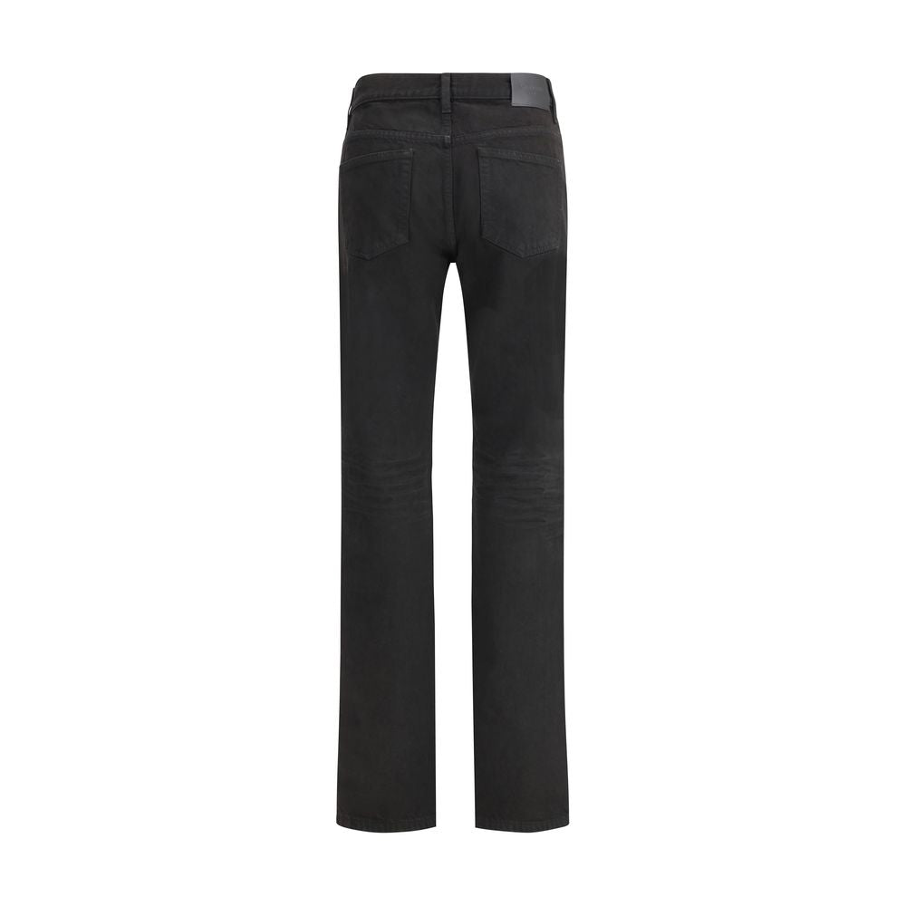 Black Cotton Straight-Leg Jeans