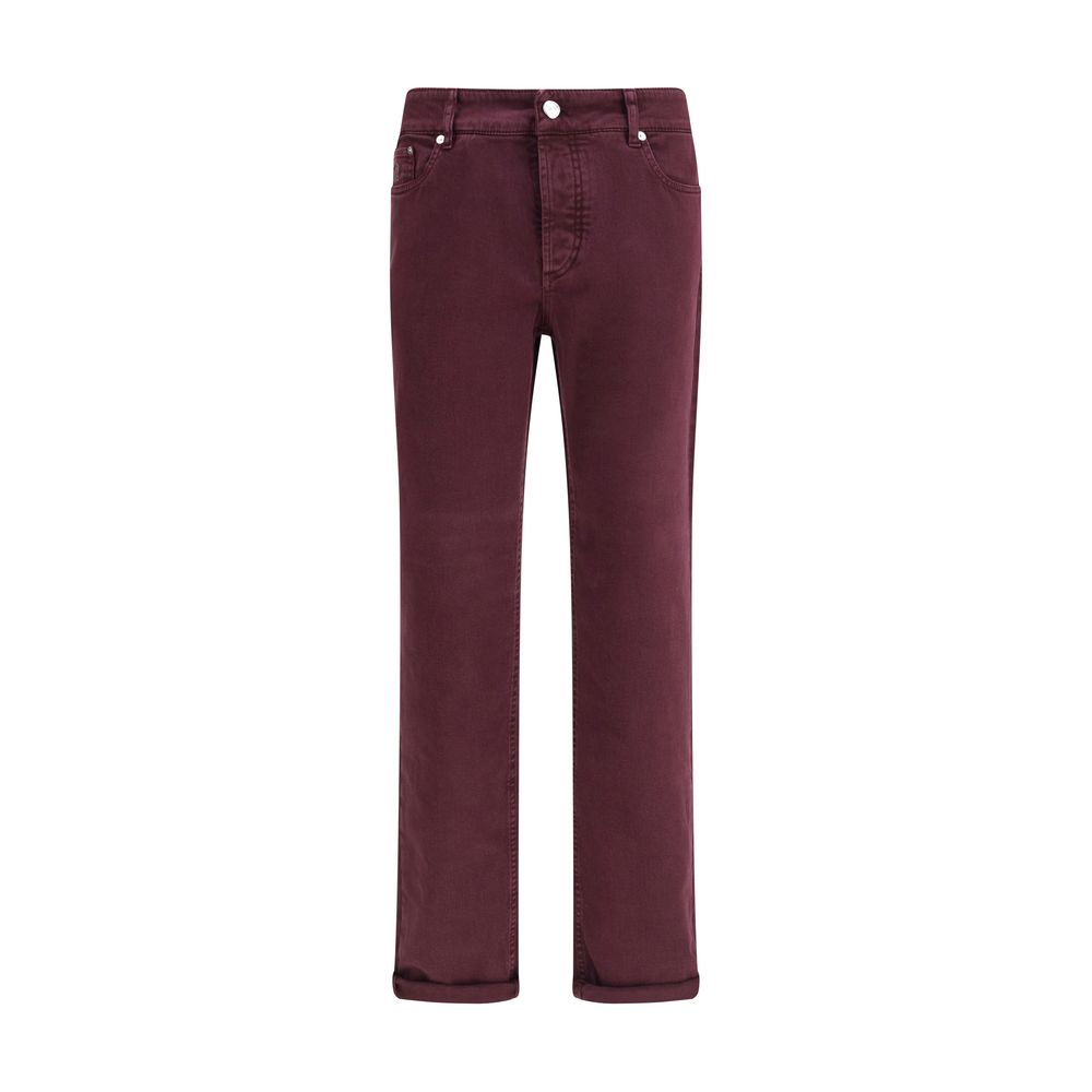 Purple Cotton Slim Fit Jeans
