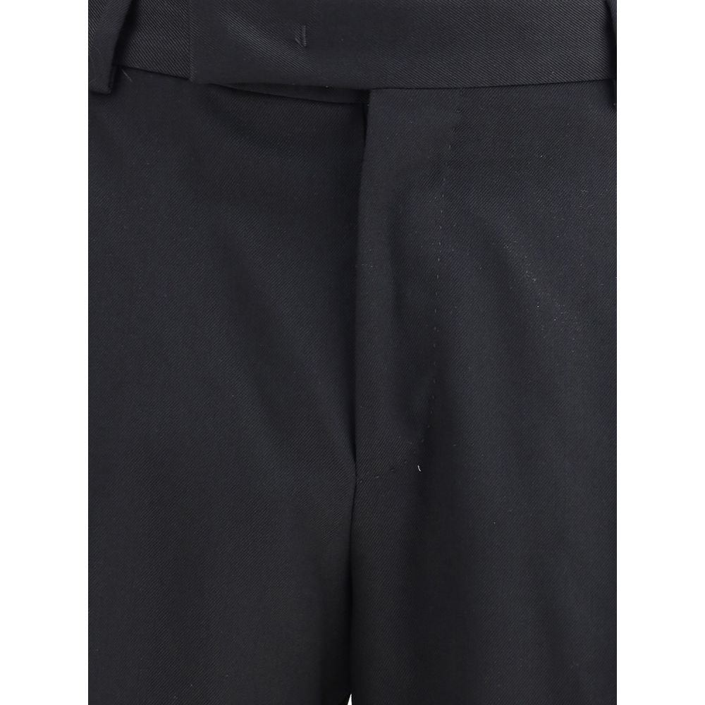 Black Fleece Wool Casual Pants