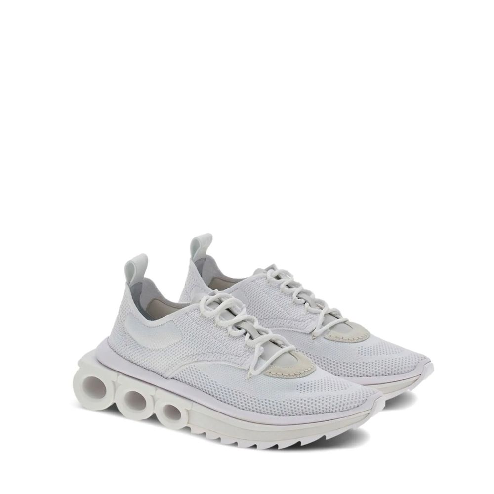 White Nylon Athletic Sneakers