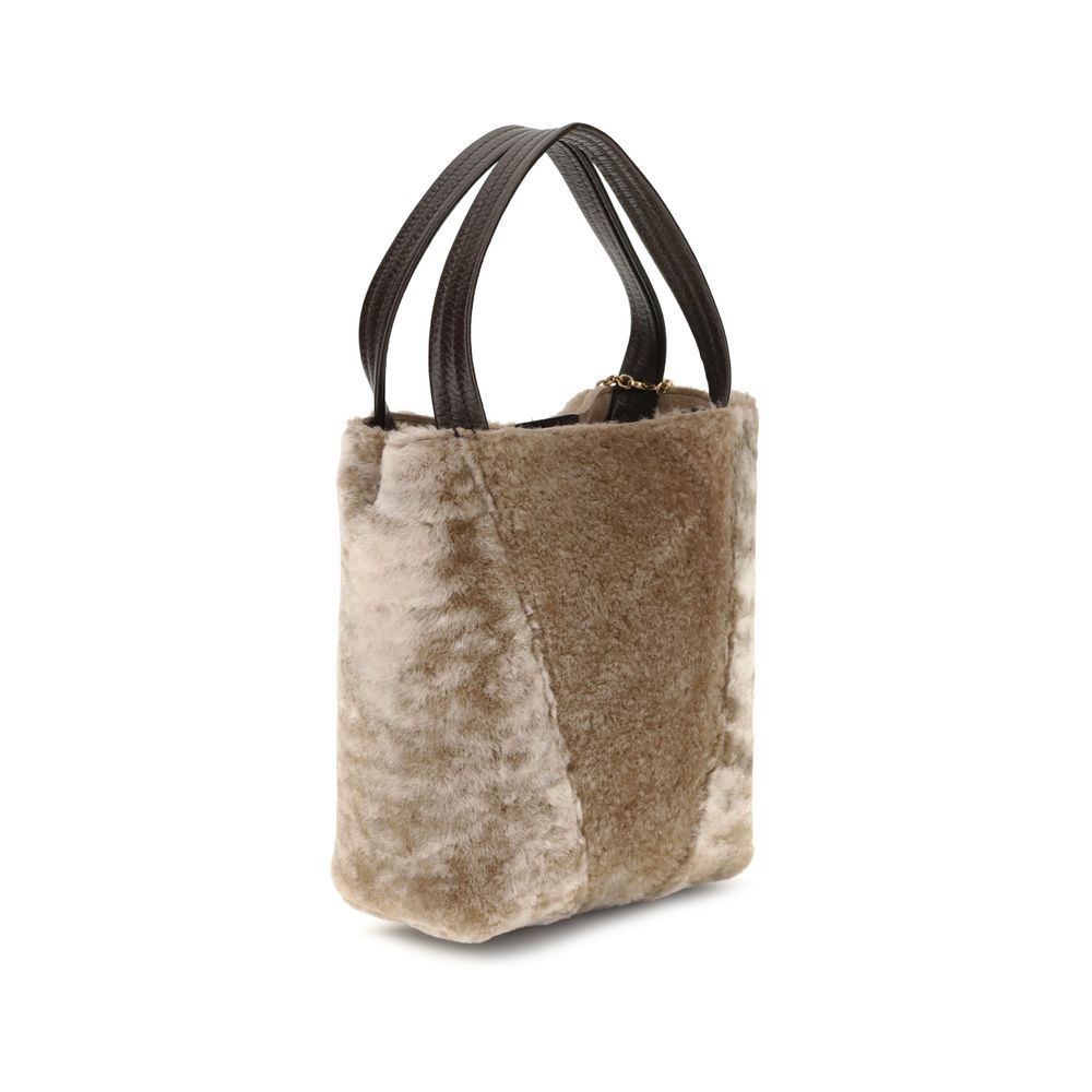 Beige Fur Shoulder Bag