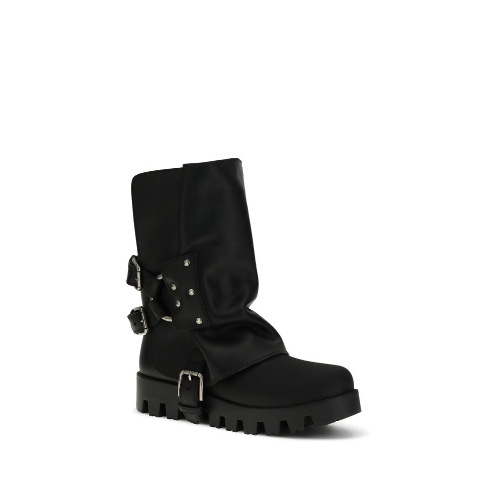 Black Calf Leather Bos Taurus Ankle Boots