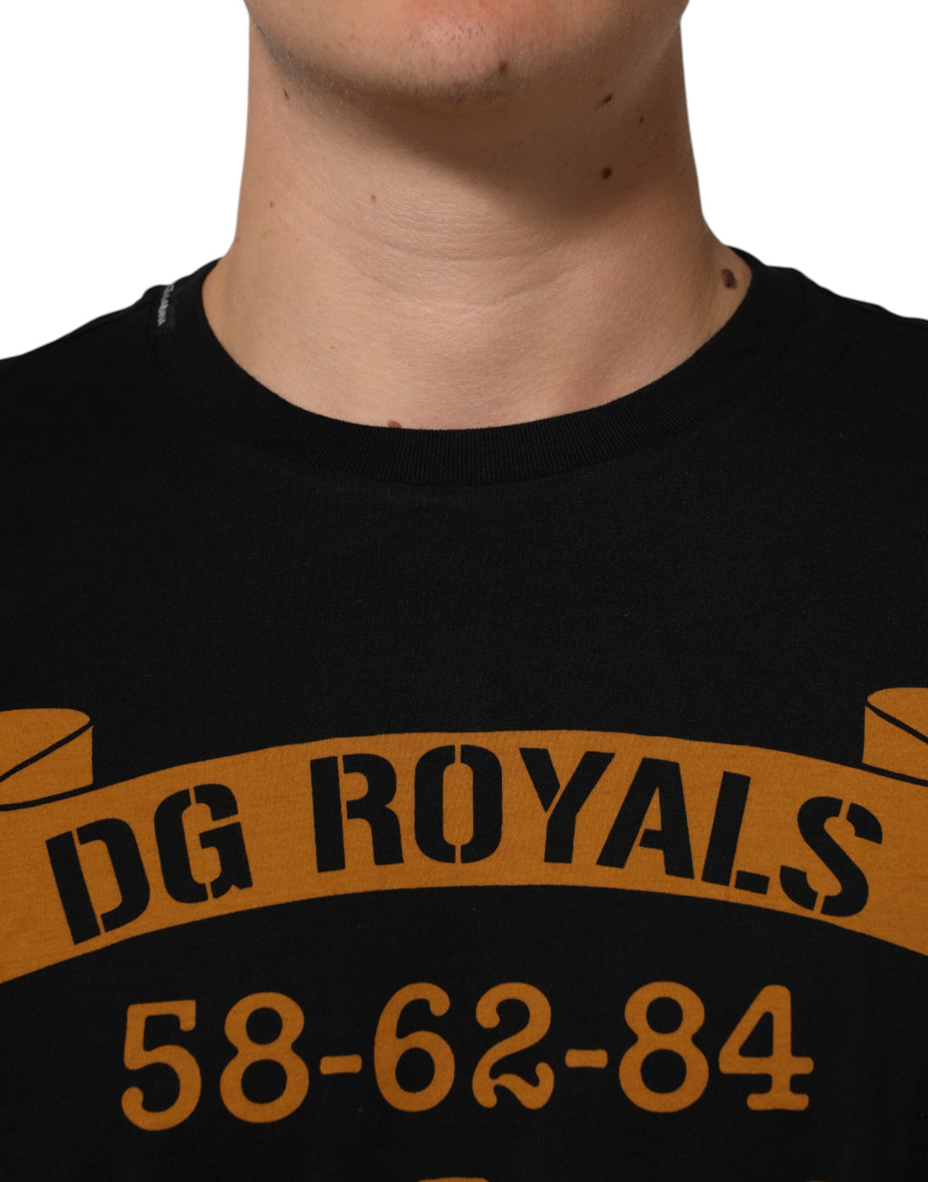 Black DG Royals Cotton Crew Neck Men T-shirt