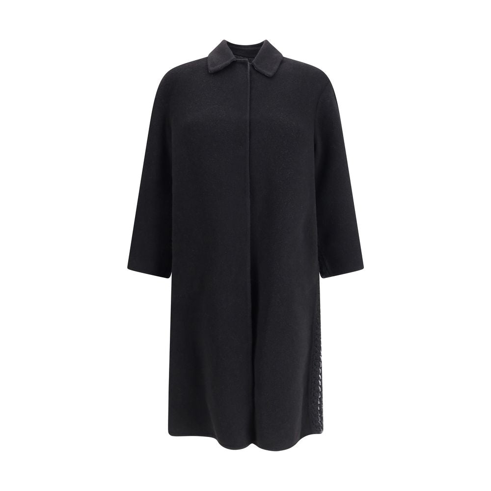 Black Fleece Wool Coat