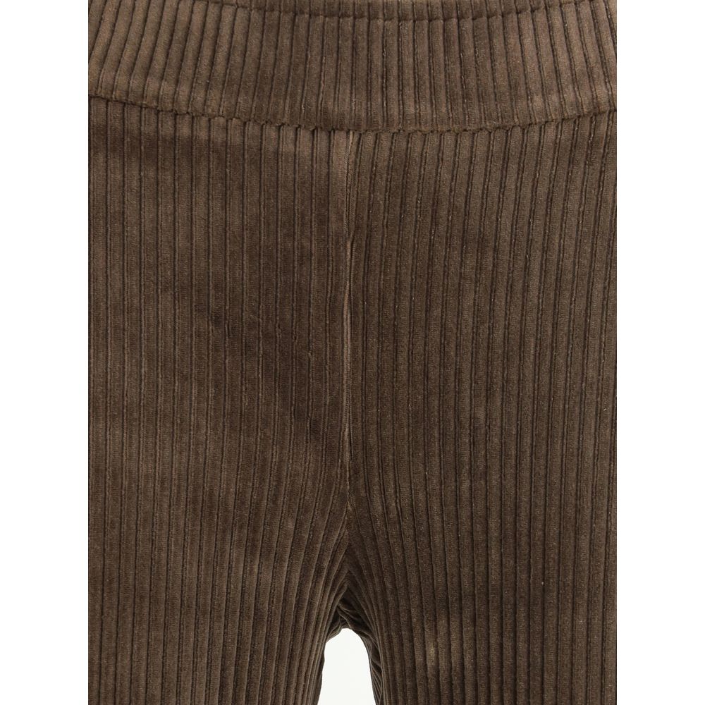 Brown Cotton Casual Pants