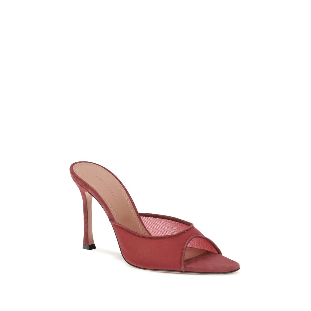 Red Polyester Stiletto Heel Sandals