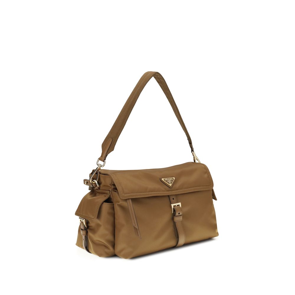 Brown Recycled Polyamide Shoulder Bag