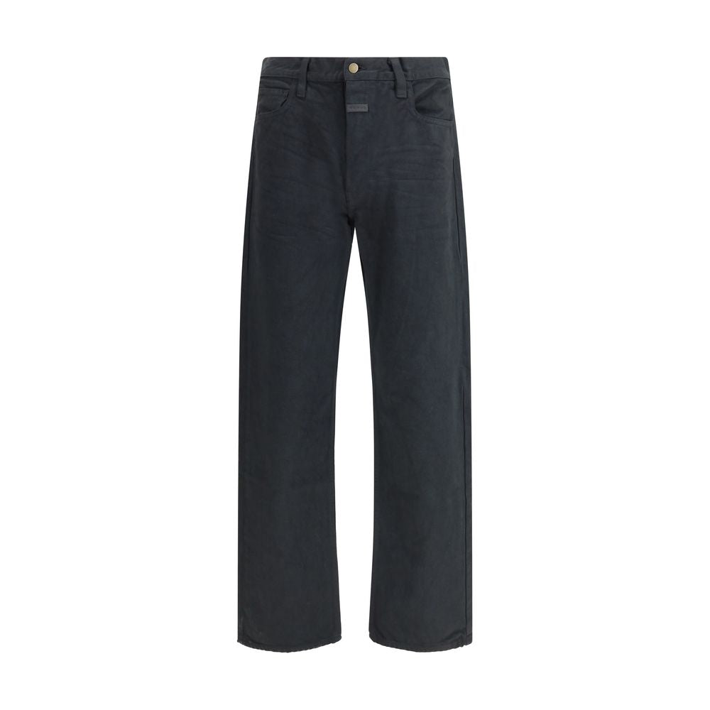 Black Cotton Straight-Leg Jeans
