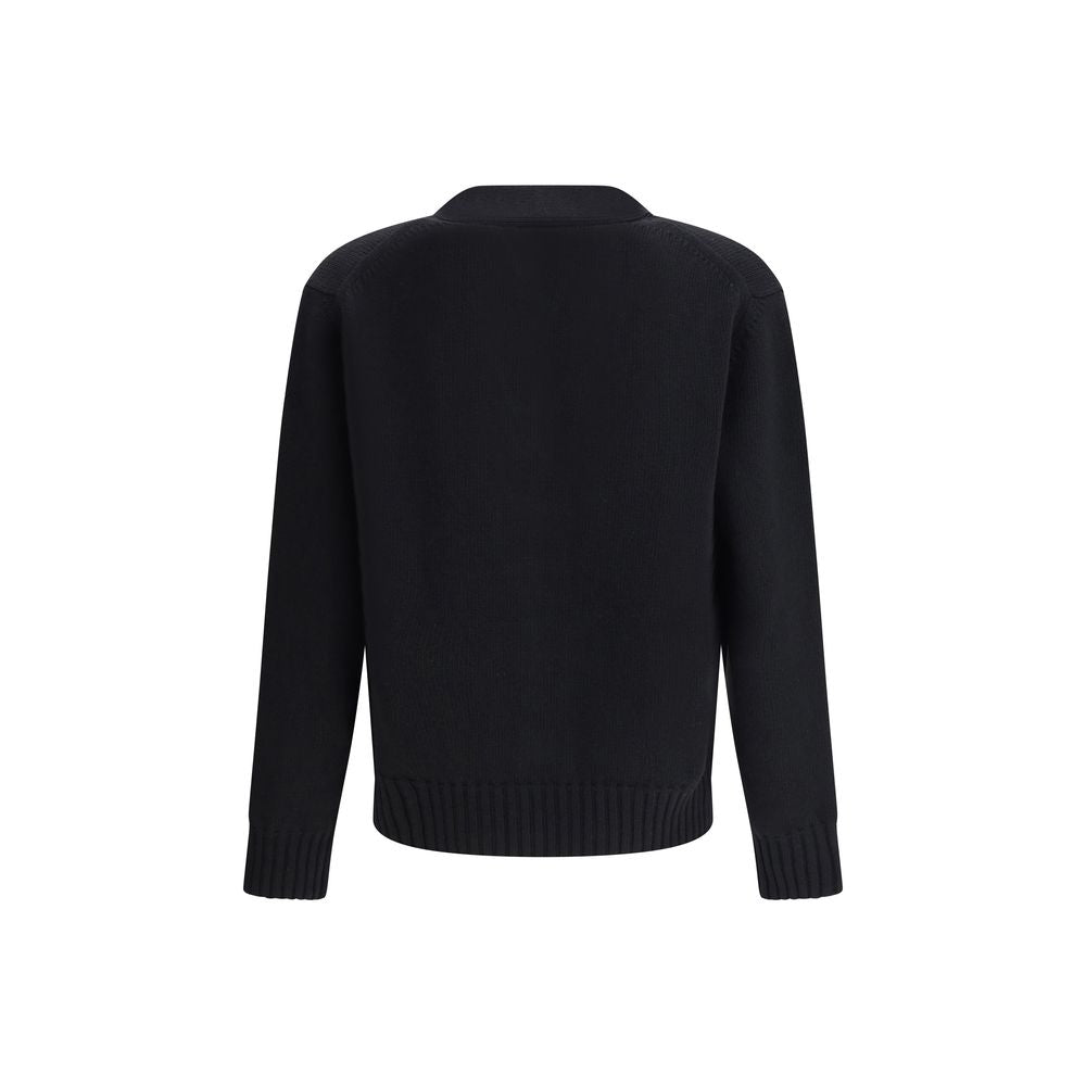 Black Fleece Wool Cardigan