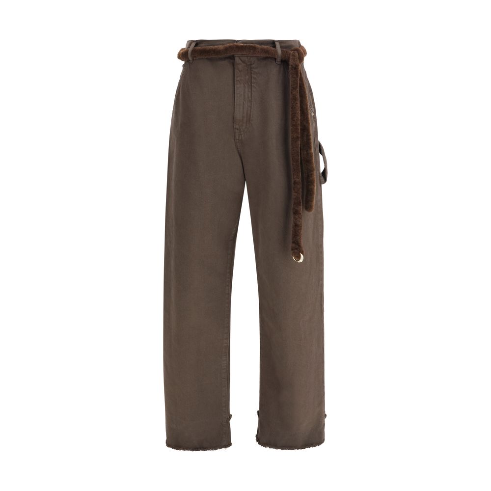Brown Cotton Casual Pants