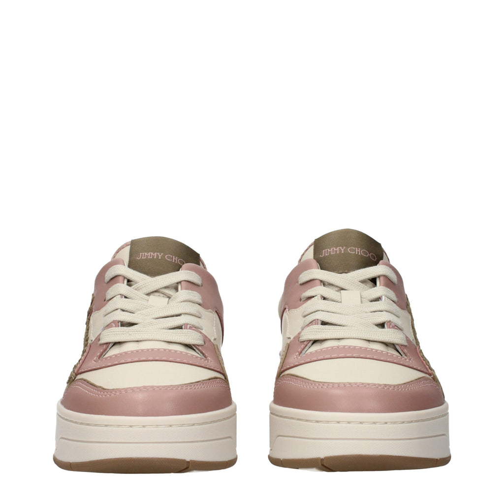 Pink Leather Low Top Sneakers