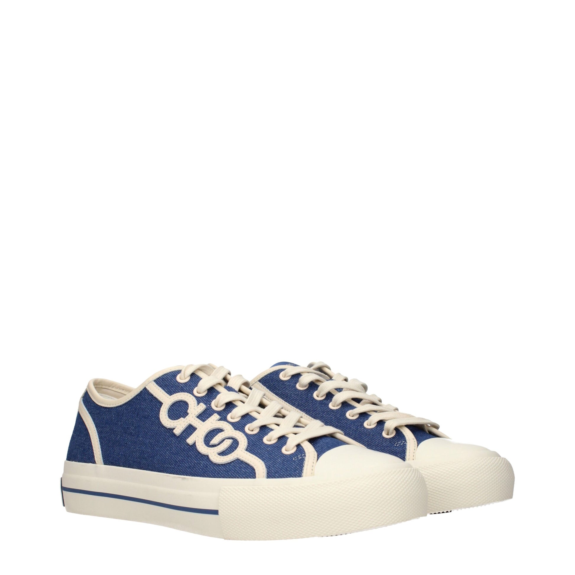 Blue Fabric Low Top Sneakers
