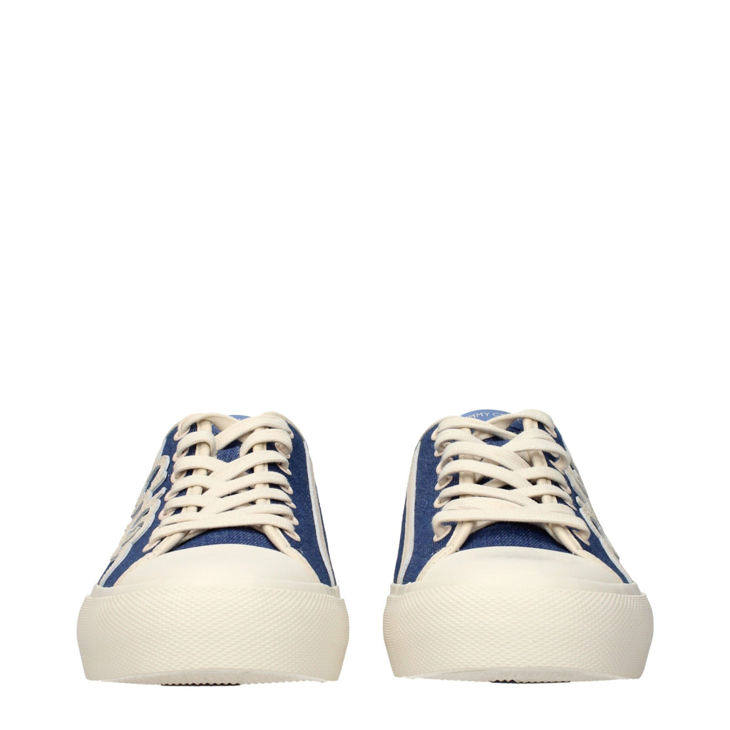 Blue Fabric Low Top Sneakers