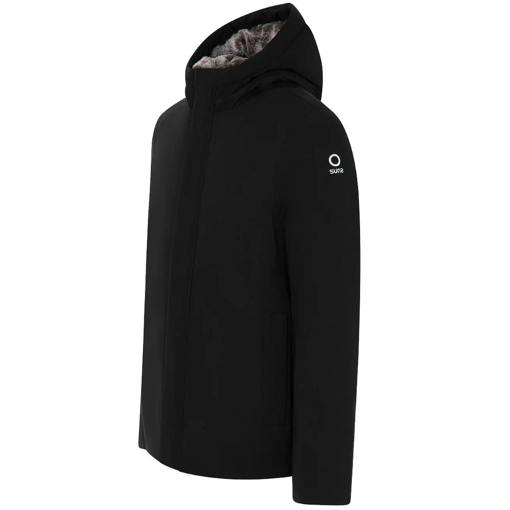 Black Polyester Jackets & Coat