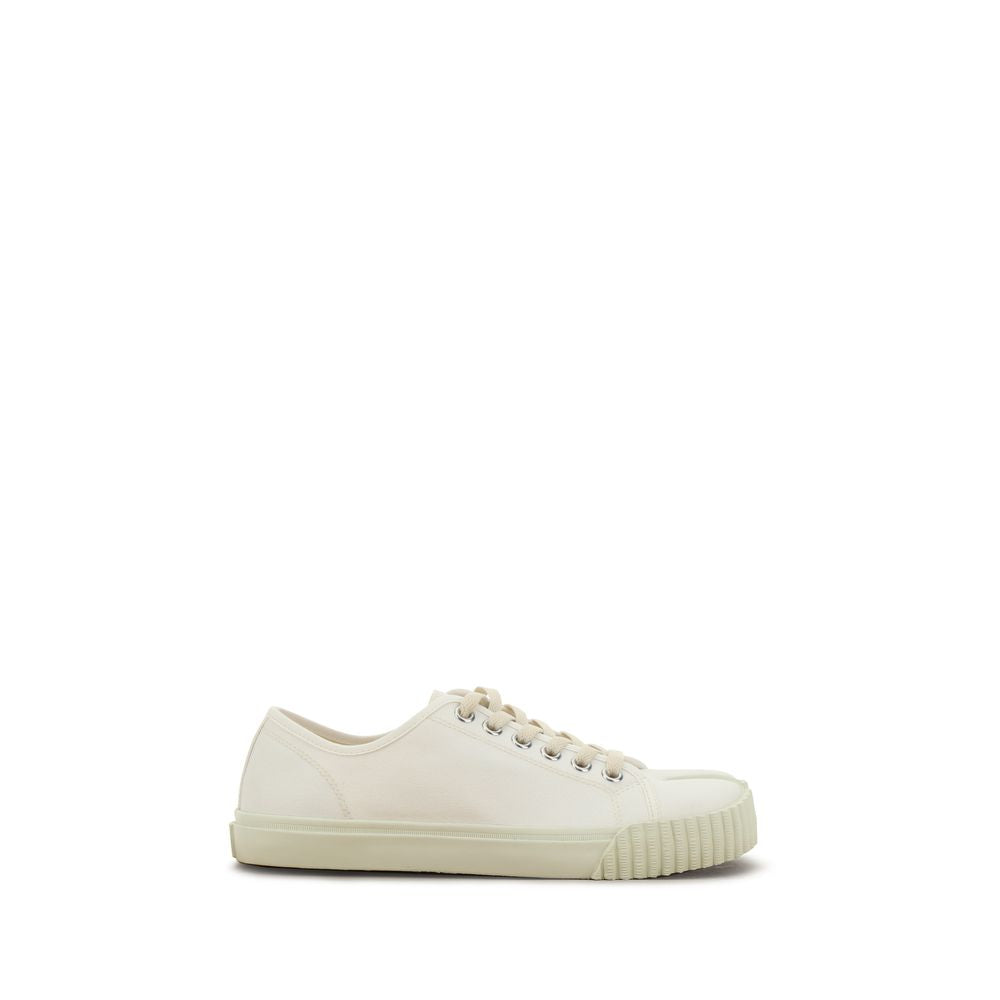 White Cotton Low Top Sneakers