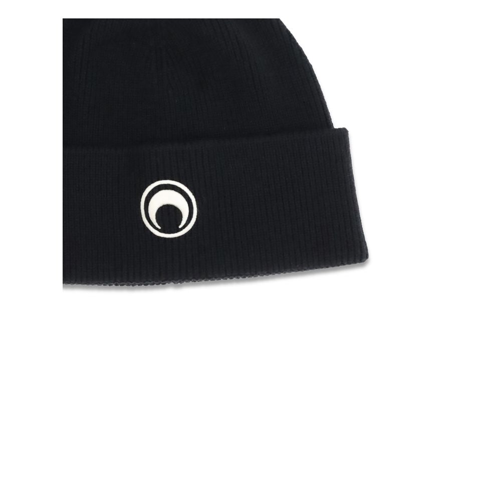 Black Merino Wool Beanie