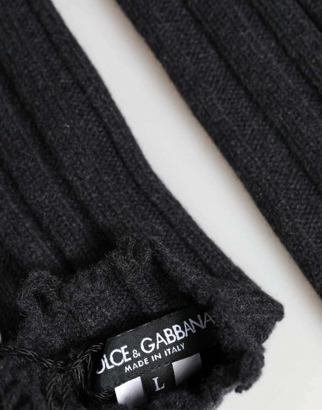 Black Virgin Wool Knitted Fingerless Gloves