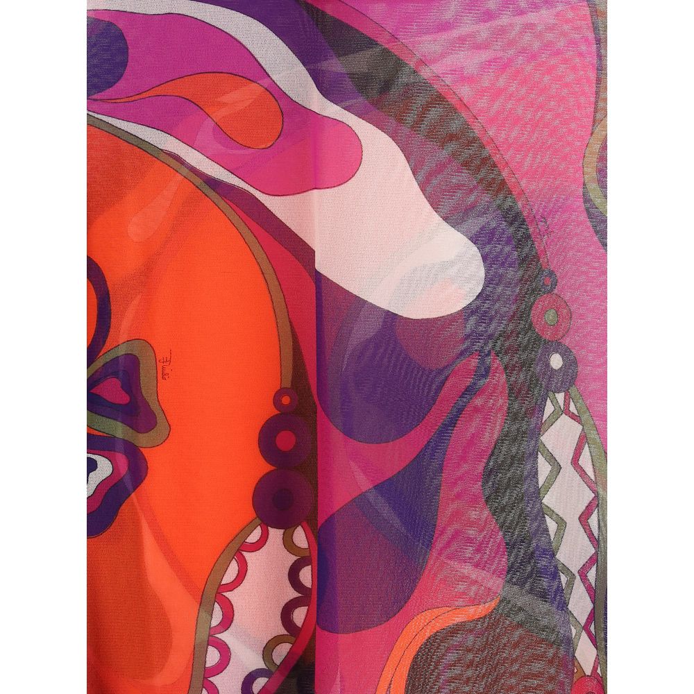 Tulle Top with Geometric Print