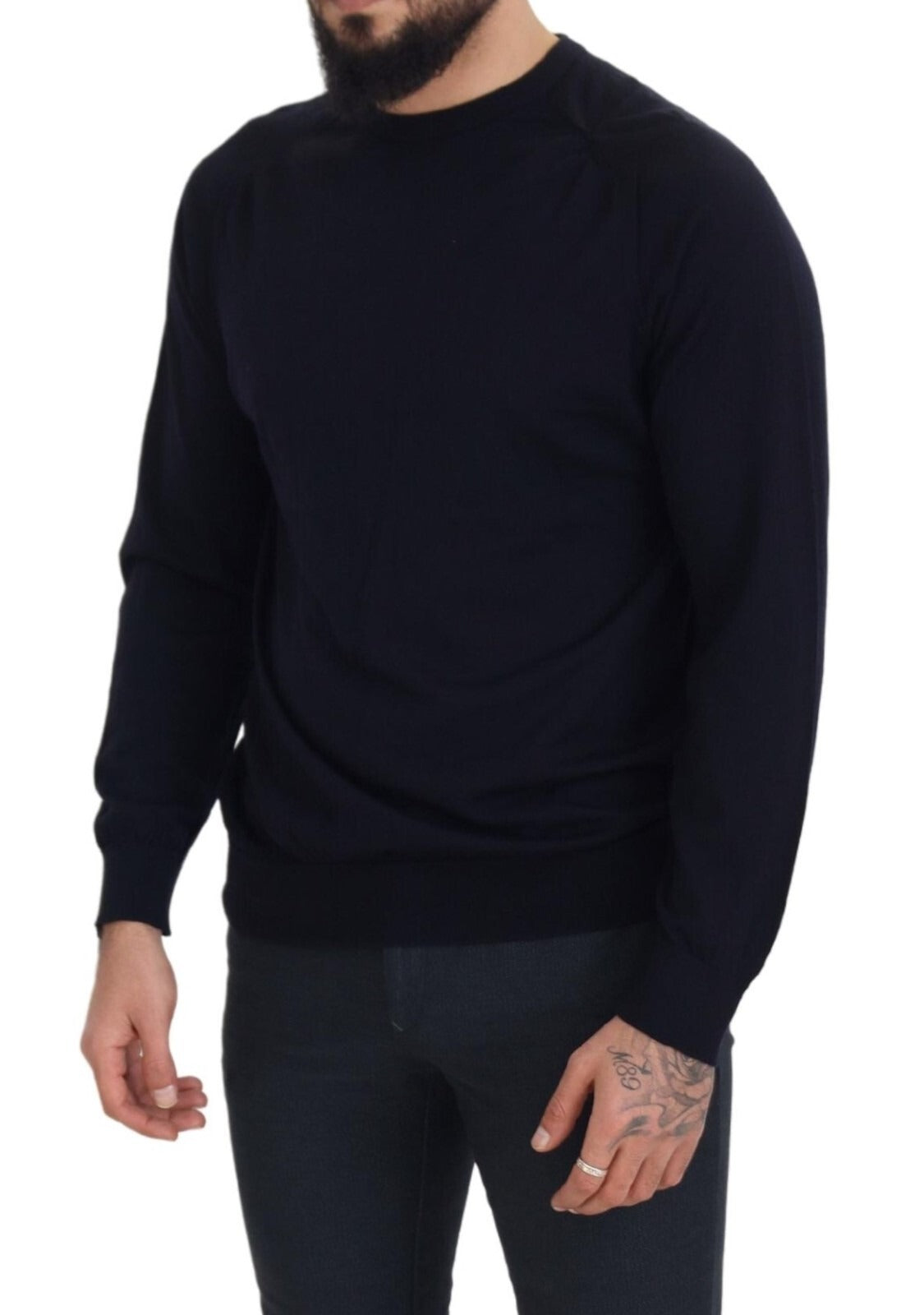 Black Wool Crewneck Pullover Sweatshirt Sweater