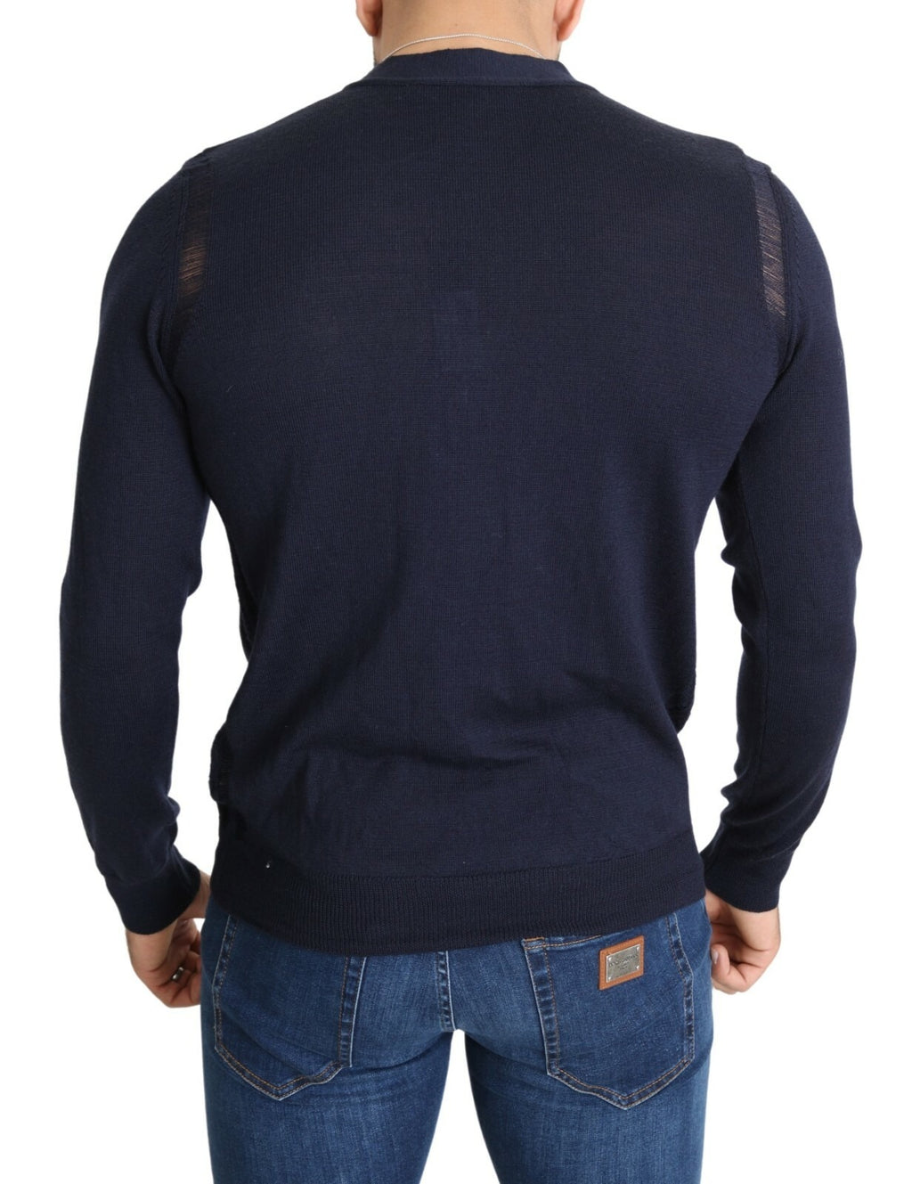 Wool Blue Full Button Cardigan Mens Top Sweater
