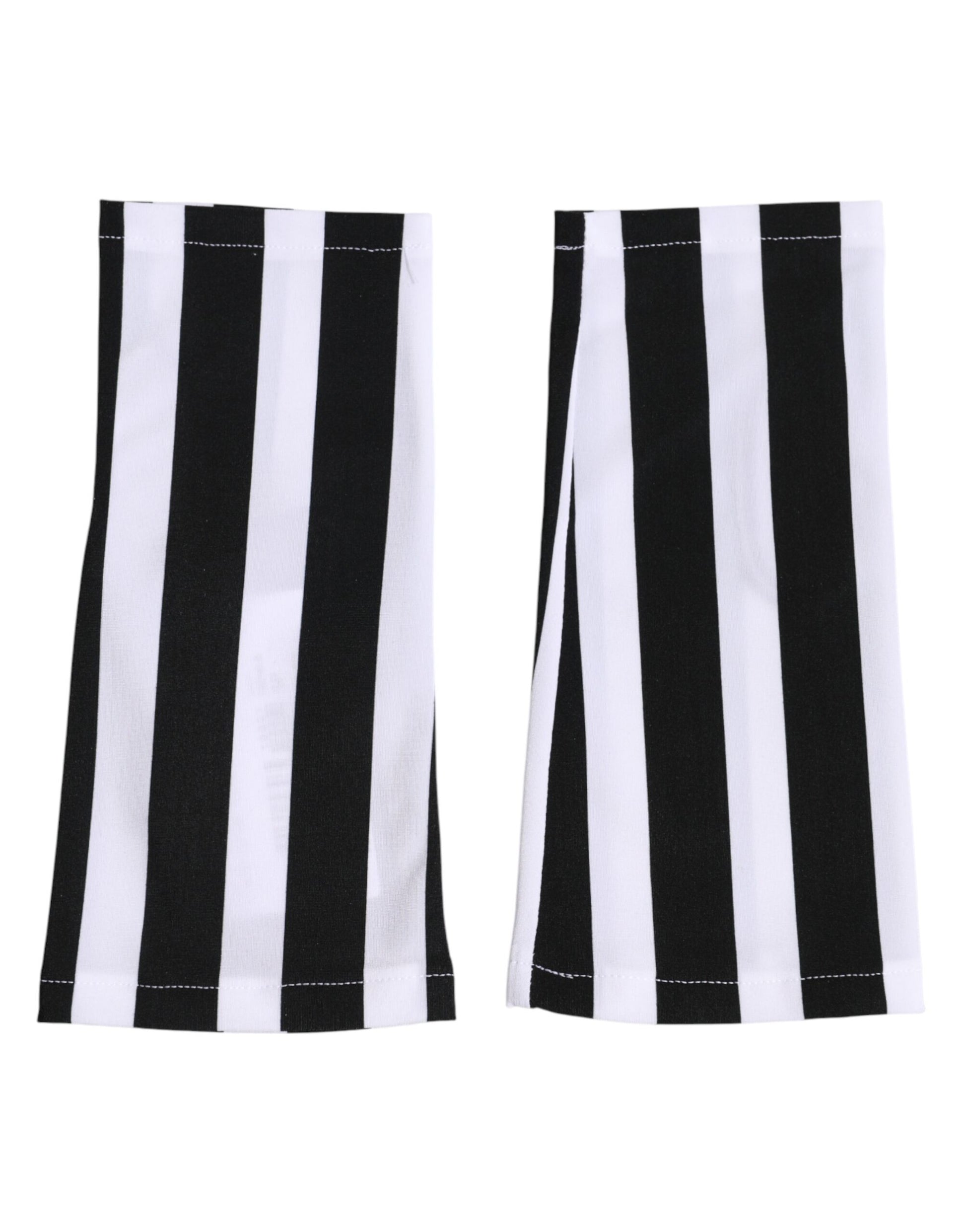 Black White Nylon Fingerless Wrist Length Gloves