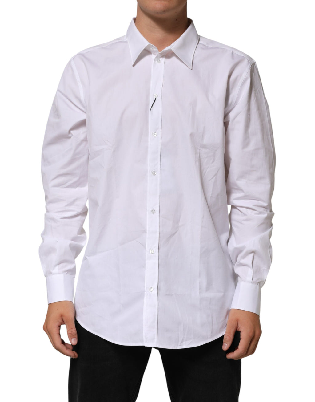 White Cotton Collared Long Sleeve Men Dress Shirt