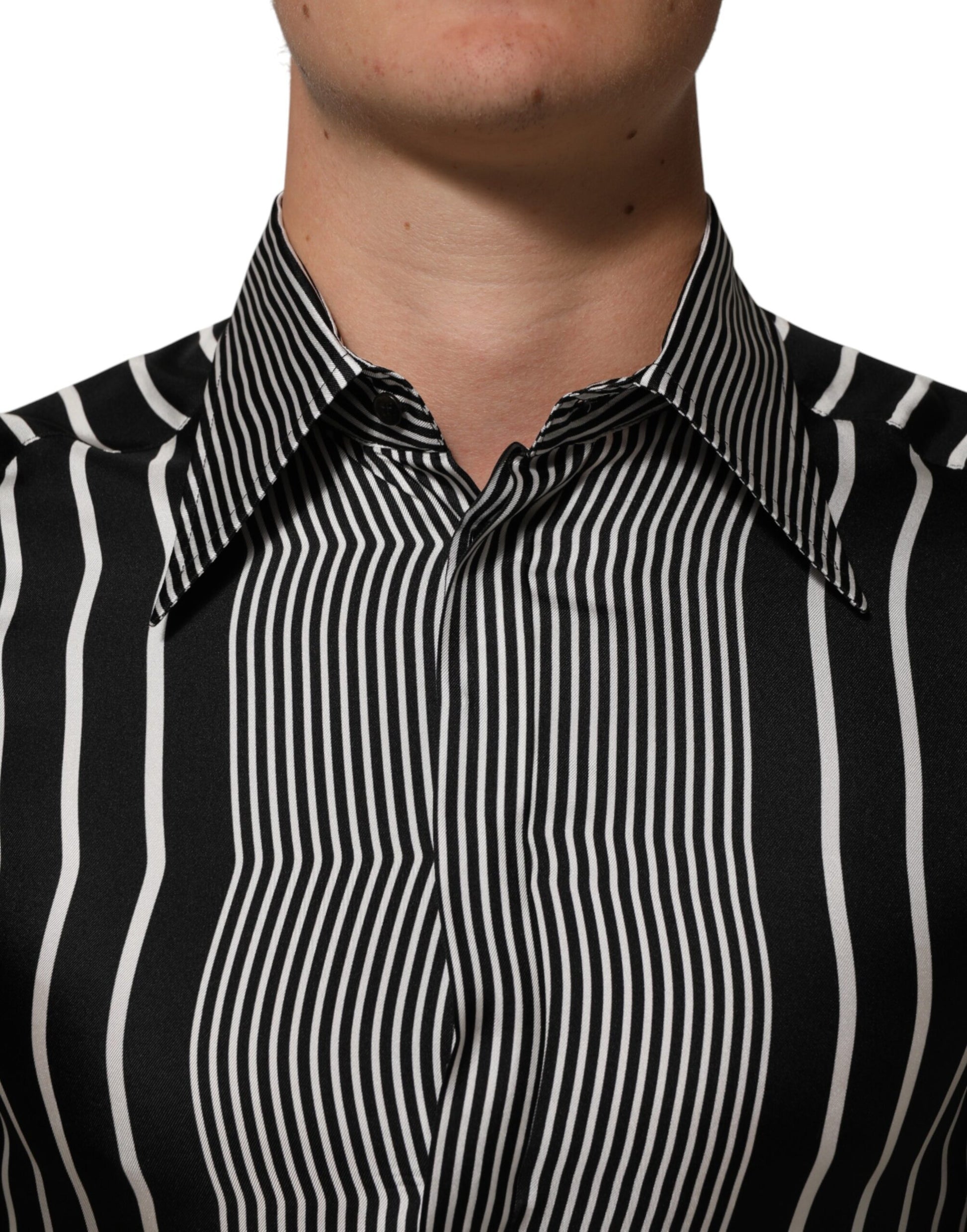 Black White Stripes Men MARTINI Dress Shirt