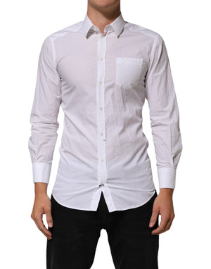 White Cotton Collared Men GOLD Dress Shirt