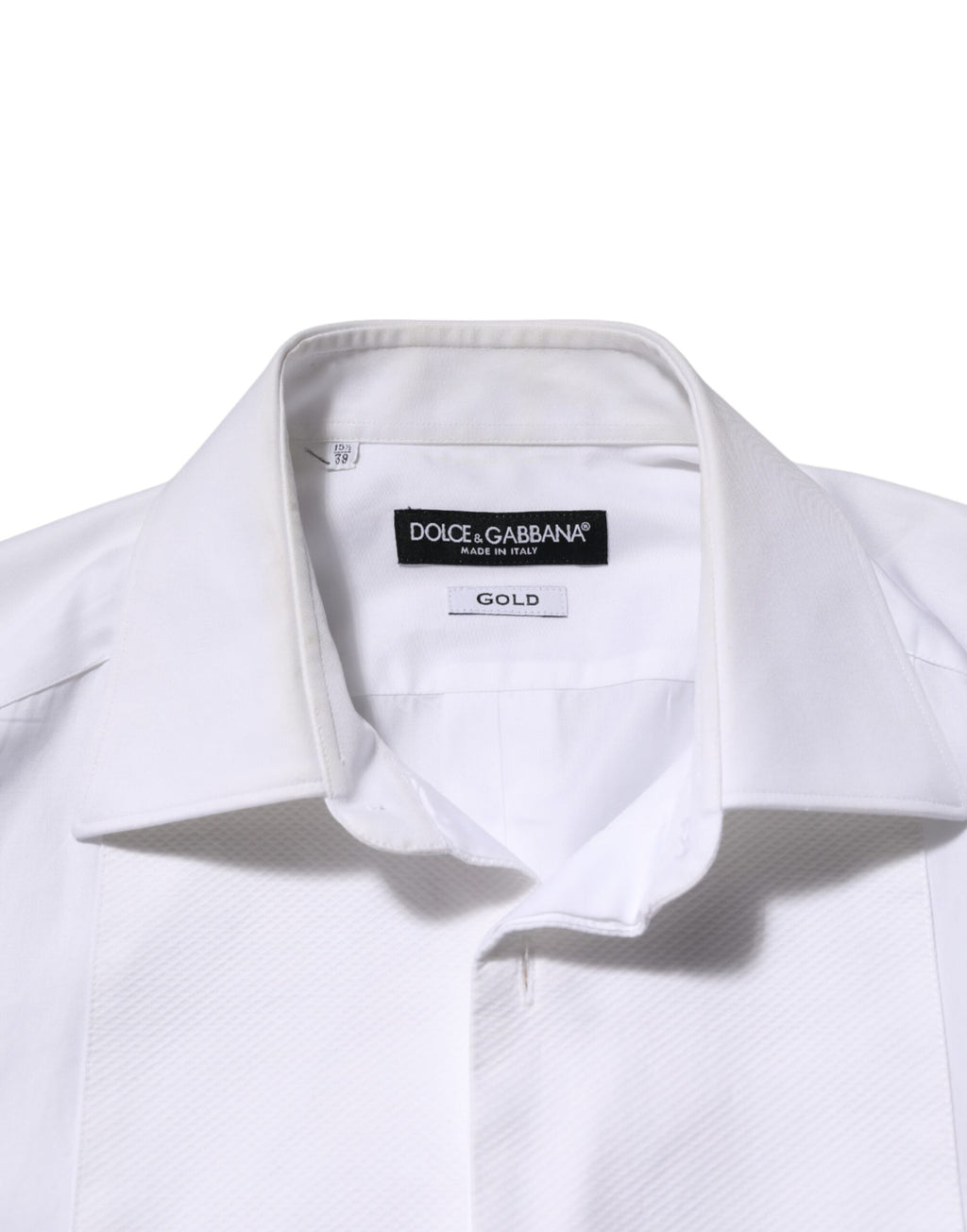 White Cotton Collared Bib GOLD Dress Shirt
