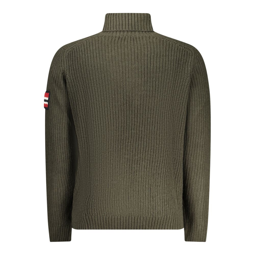 Green Wool Men Turtleneck Sweater