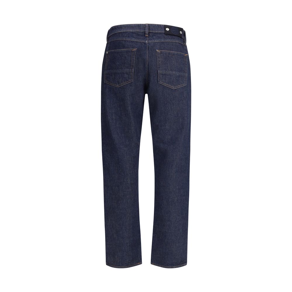 Blue Cotton Cropped Jeans