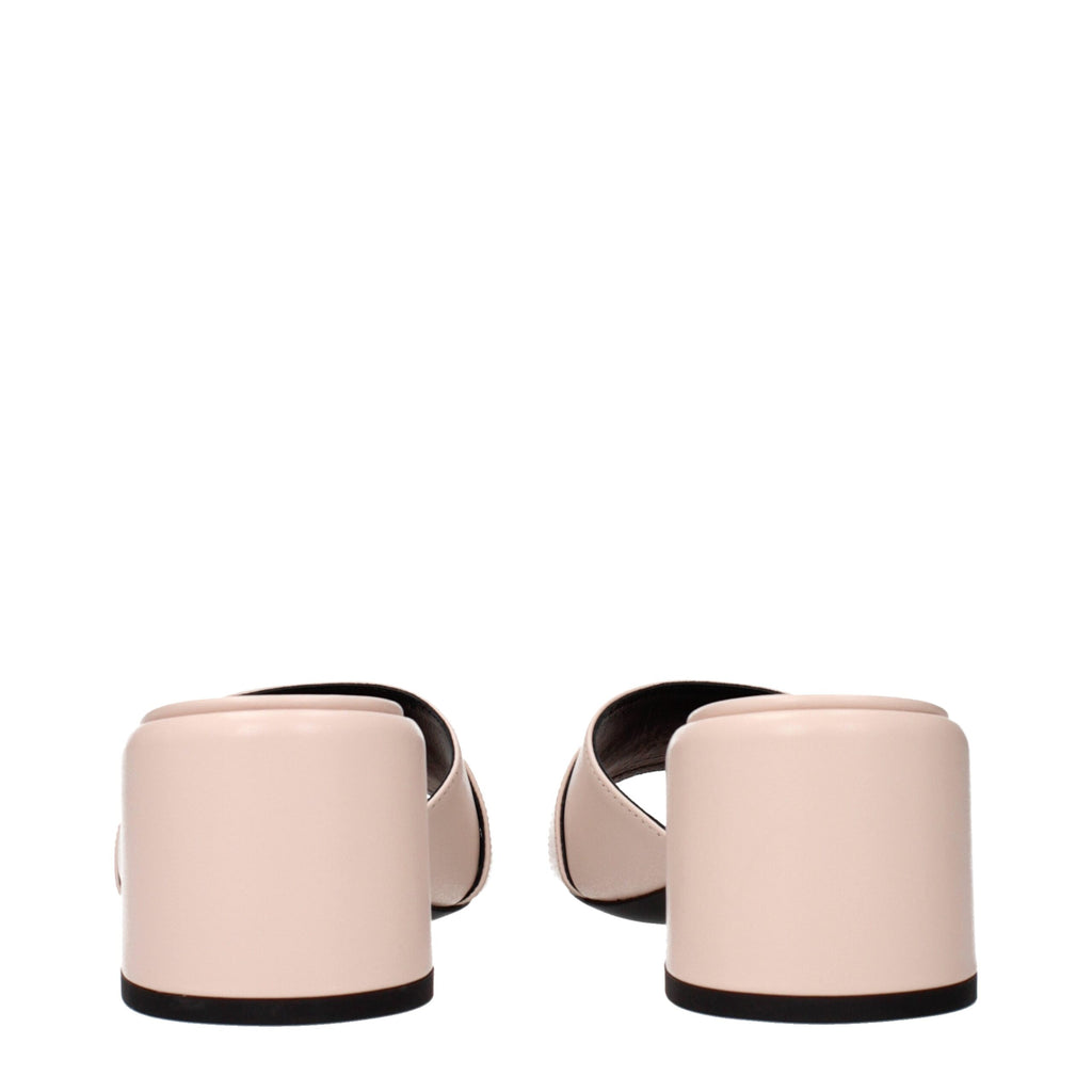 Pink Leather Platform Sandals