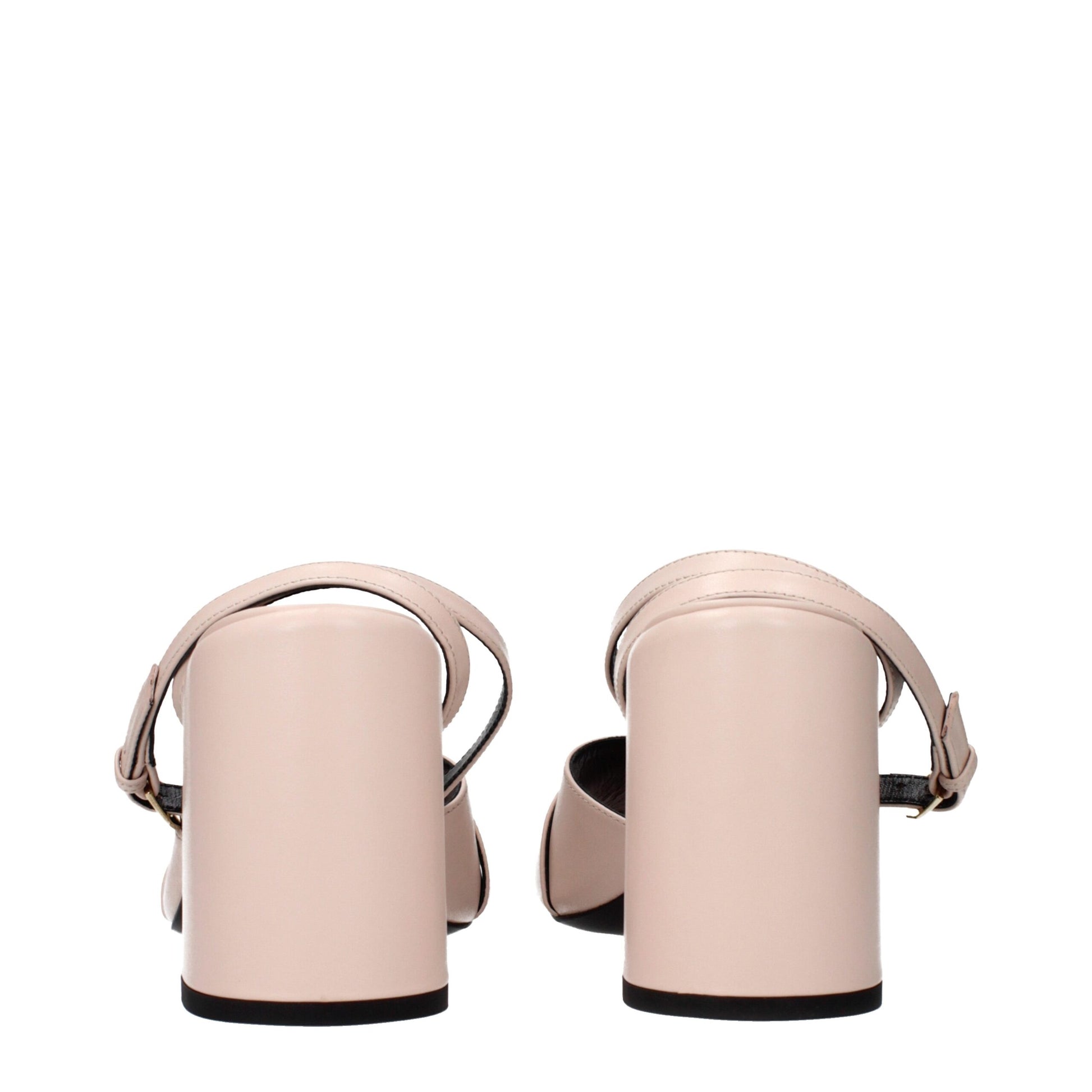 Pink Leather Platform Sandals