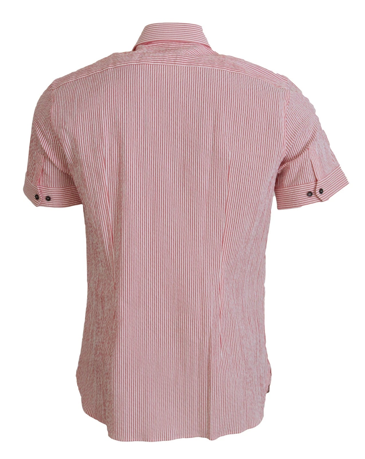 Red White Striped Cotton Short Sleeve Shirt