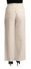 Off White Cotton High Waist Straight Women Trouser