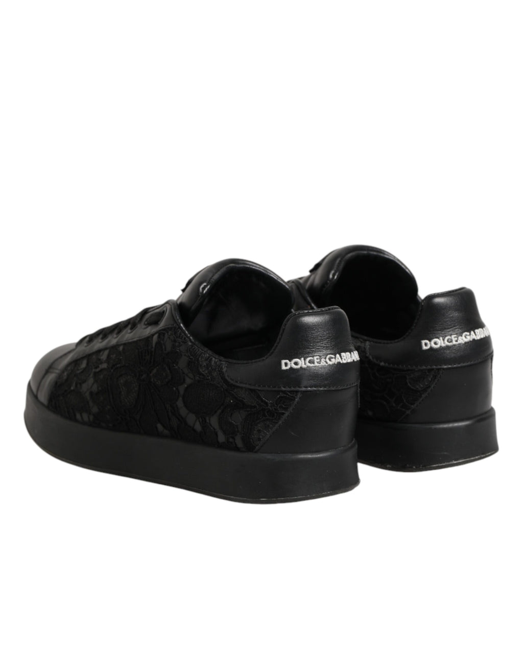 Black Floral Lace Low Top Sneakers Shoes