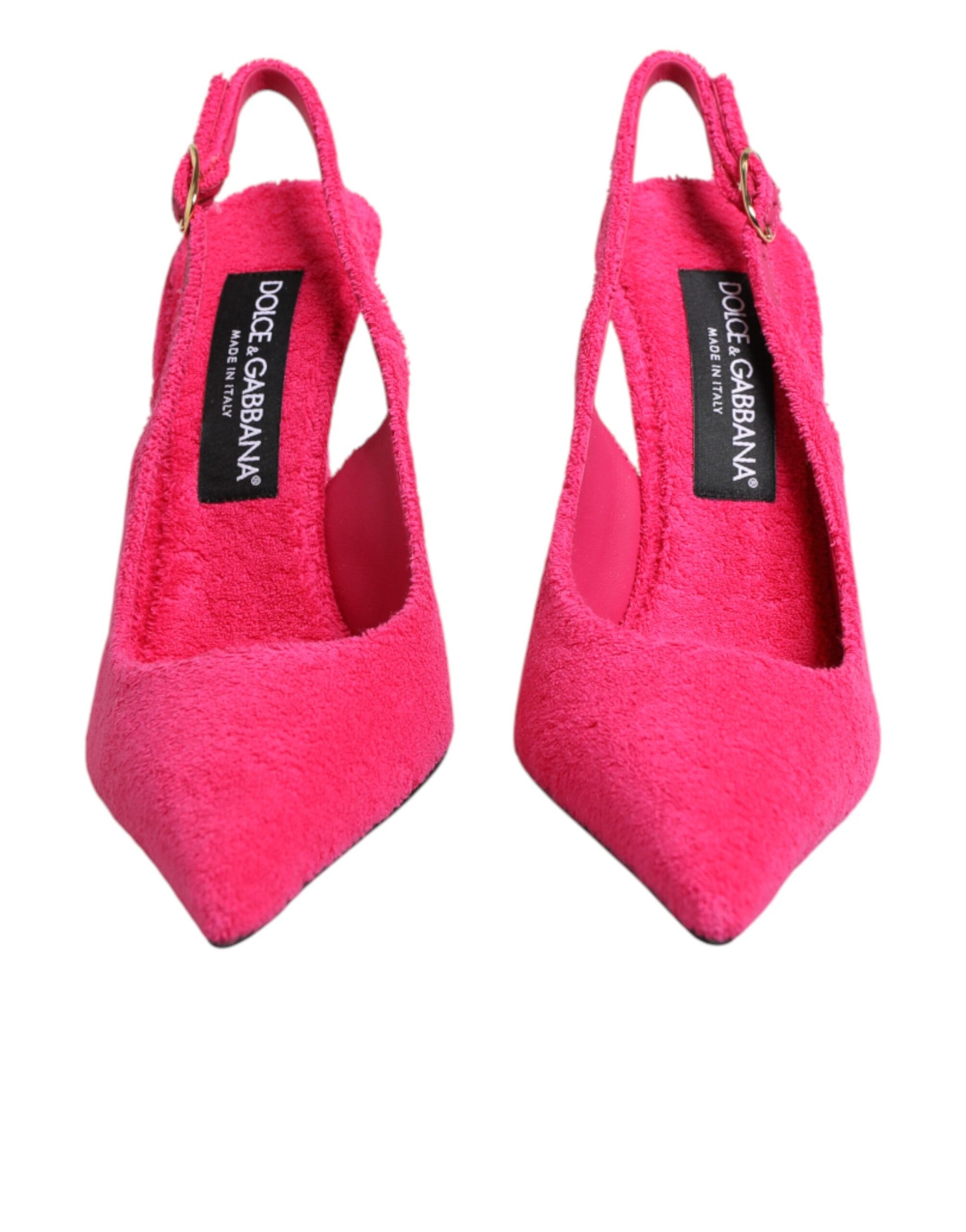 Pink Terry Cloth High Heels Slingback Shoes