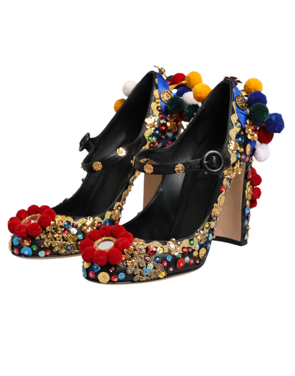 Black Gold Embellished MARY JANES Pumps  Shoes