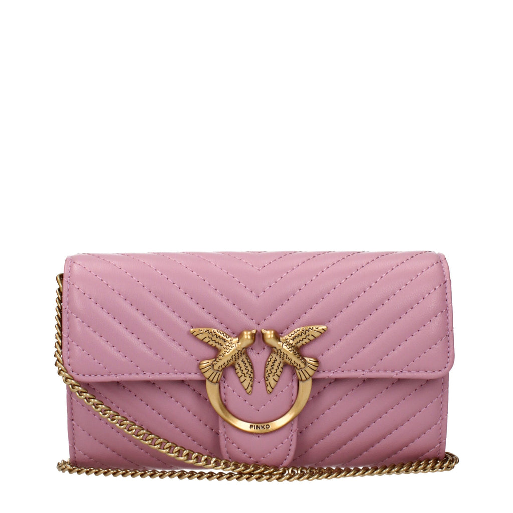 Pink Leather Clutch Bag