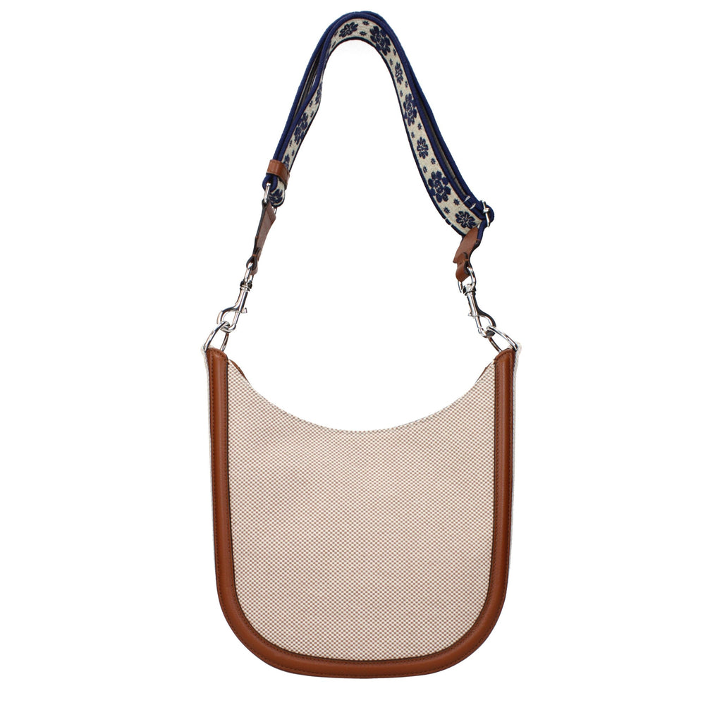 Beige Fabric Crossbody Bag